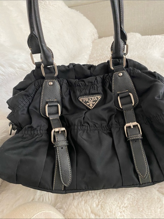 Prada Handbags - Prada Tessuto Gaufre Ruched Nylon Hobo Bag